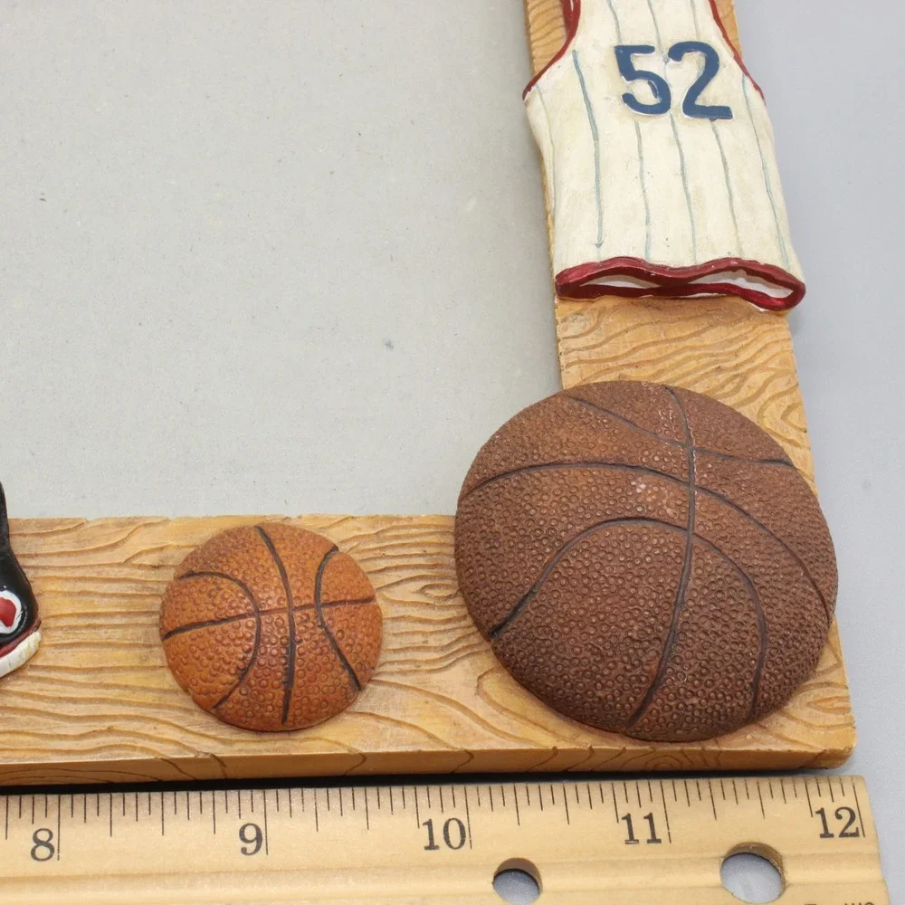 Russ Berrie Basketball Picture Frame 3D Resin Handpainted 8x10 Brown Sport Decor